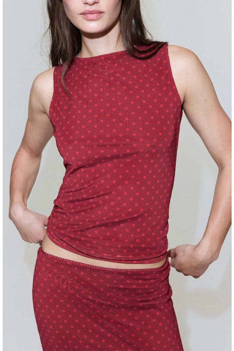 Polka Dot Tulle Top, Main, color, RED