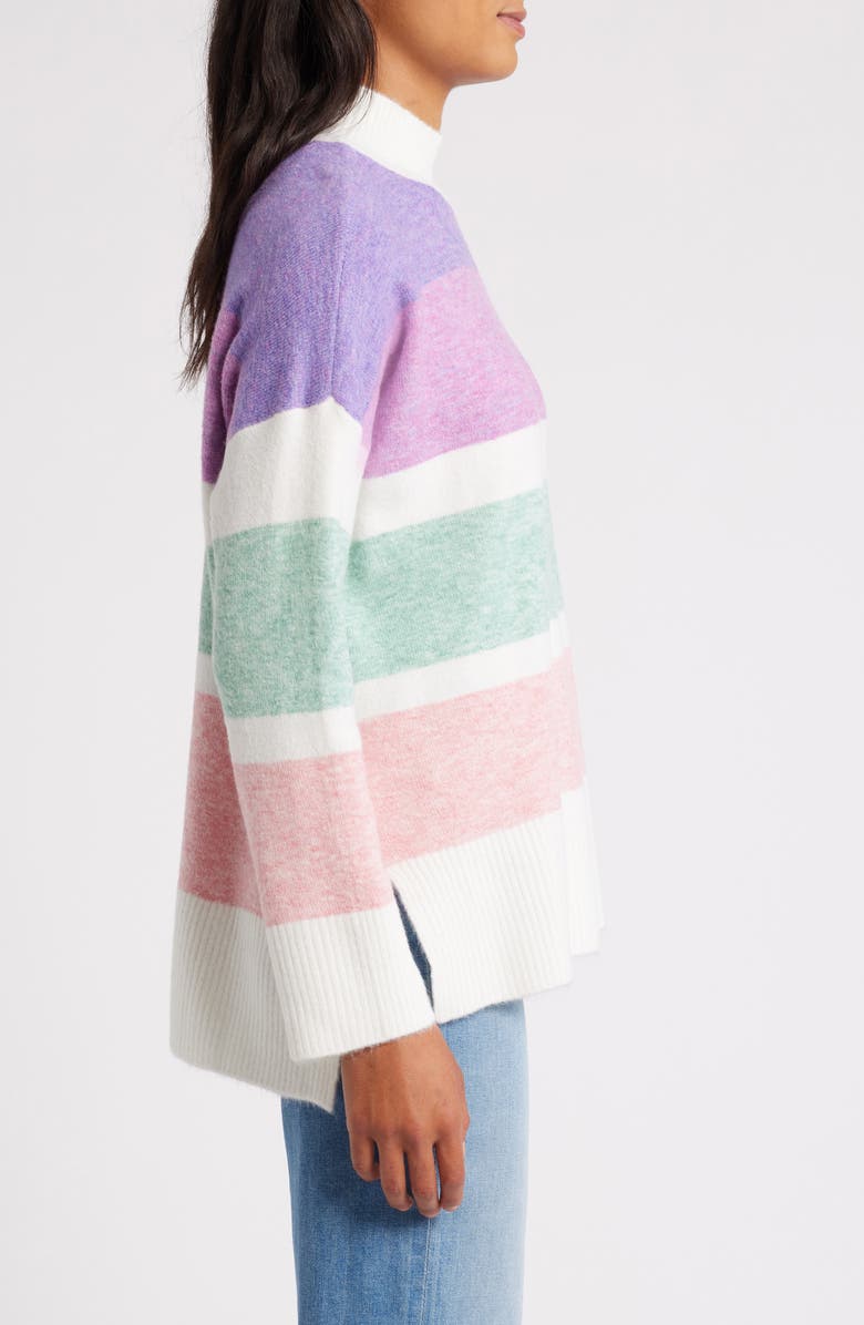 Hatley Stripe Mock Neck Tunic Sweater, Alternate, color, 