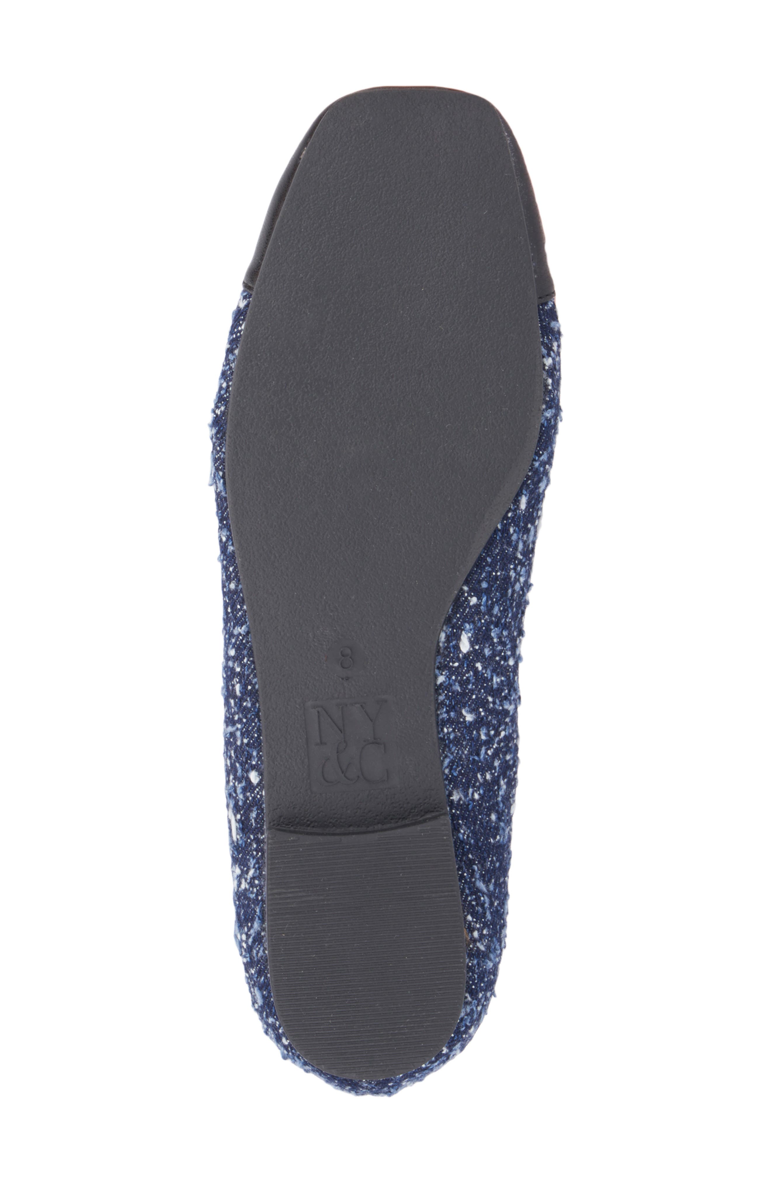 NEW YORK AND COMPANY Patricia Cap Toe Flat, Alternate, color, Navy Boucle
