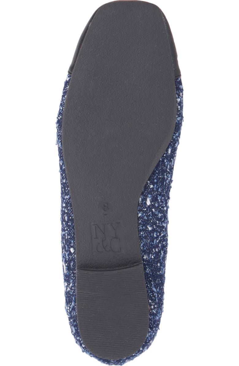 NEW YORK AND COMPANY Patricia Cap Toe Flat, Alternate, color, Navy Boucle