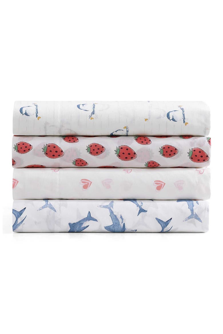 Shark Attack 200 Thread Count Cotton Percale Sheet Set, Alternate, color, BLUE