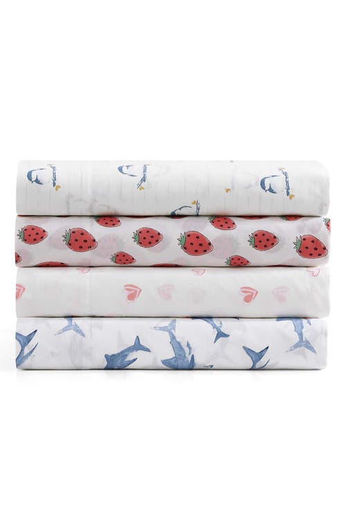 Poppy & Fritz Poppy And Fritz Shark Attack 200 Thread Count Cotton Percale Sheet Set In Blue