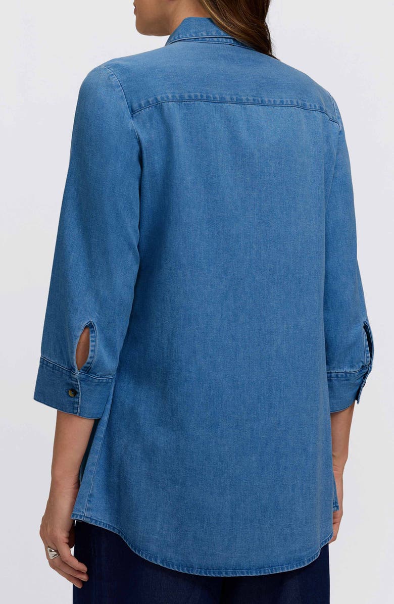 Foxcroft Cici Denim Tunic, Alternate, color, Medium Wash Blue