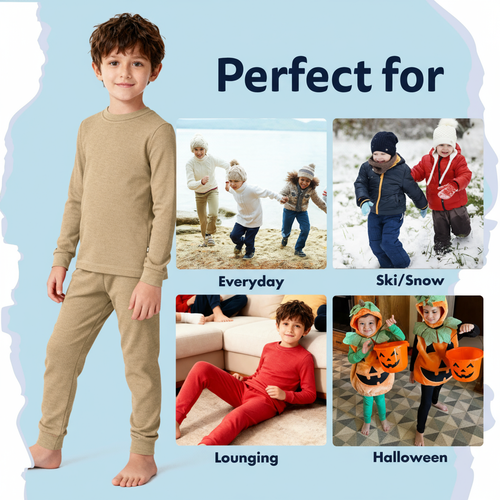 City Threads Boys Soft & Cozy Thermal Long Johns 2-piece Set In Brown