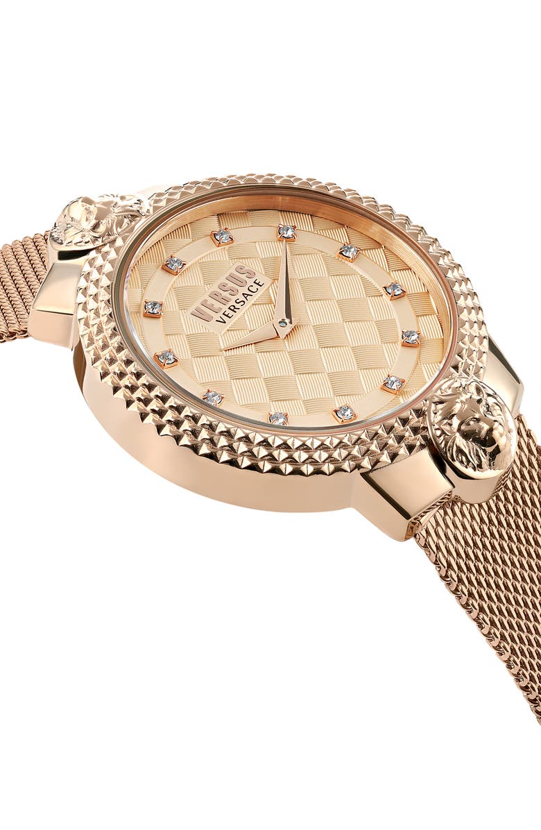 VERSUS Versace Gold Mesh Bracelet Watch, 38mm, Alternate, color, Ip Rose Gold