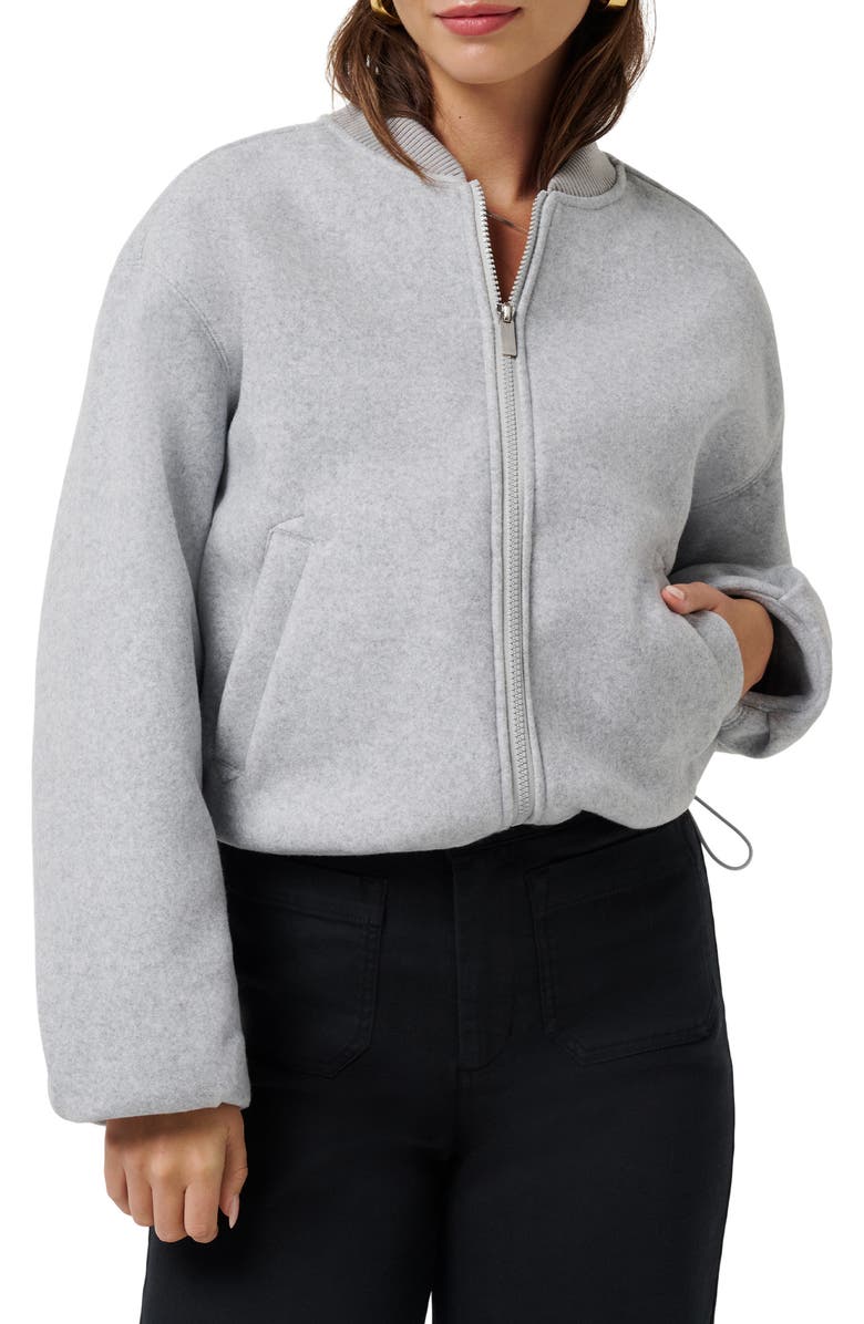 TravisMathew Rustic Retreat Bomber Jacket, Main, color, Heather Light Grey