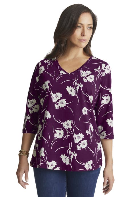 Stretch Cotton V-Neck Tee (Plus Available)