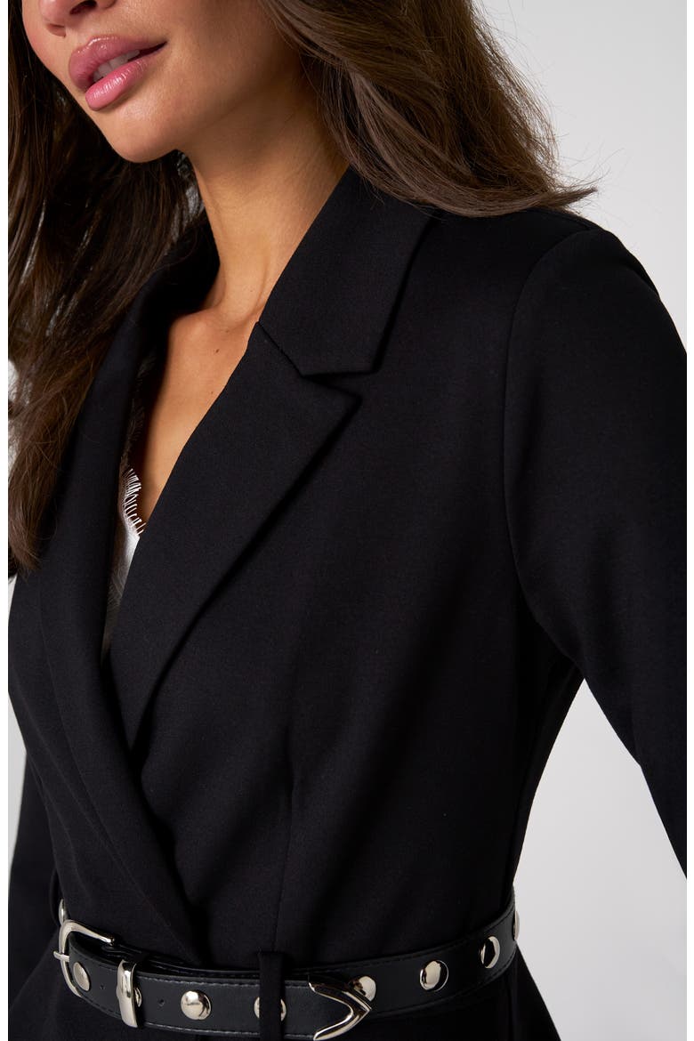 Belted Peplum Blazer, Alternate, color, BLACK