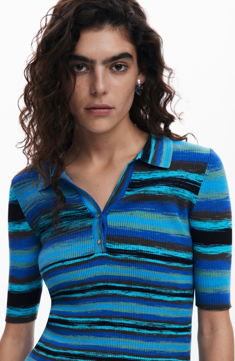 Desigual Rib Stripe Henley, Alternate, color,