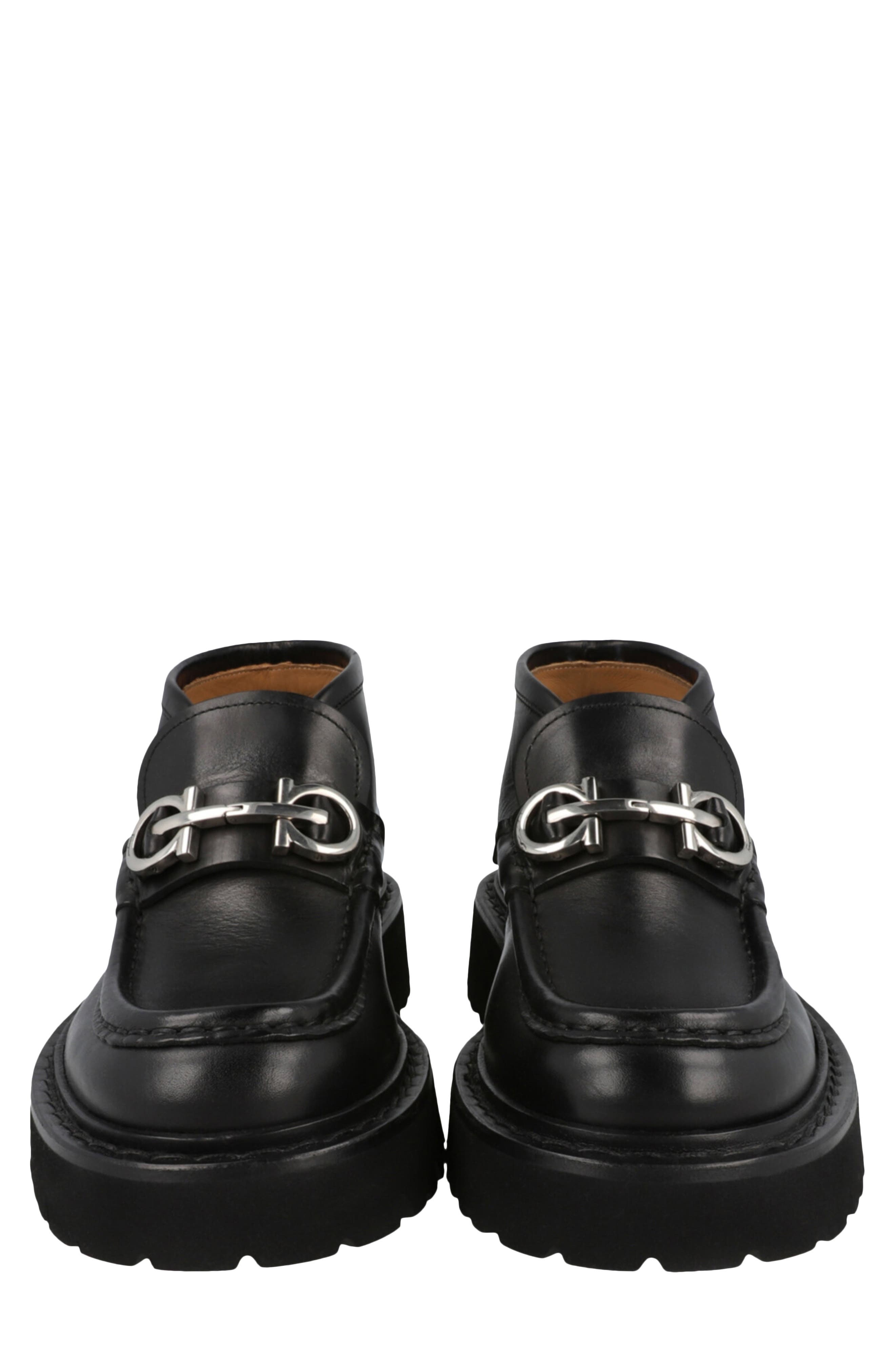 FERRAGAMO Geffer 2 Gancini Lug Sole Loafer, Alternate, color, Black