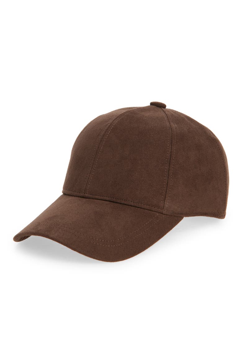 Faux Suede Baseball, Main, color, BROWN
