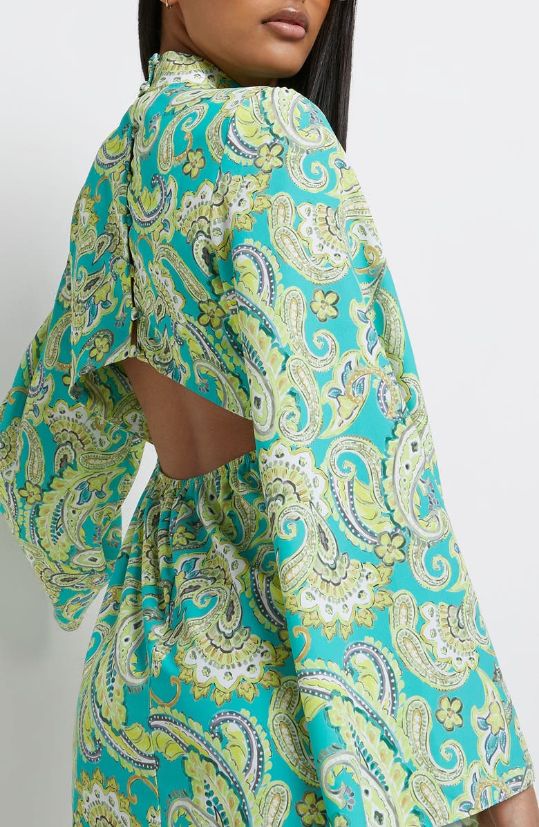 River Island Luna Paisley Print Long Sleeve Dress, Alternate, color, Green
