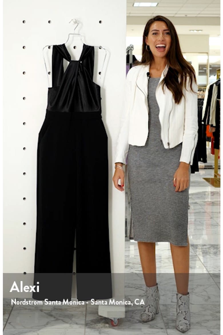Twist Neck Satin & Crepe Jumpsuit video