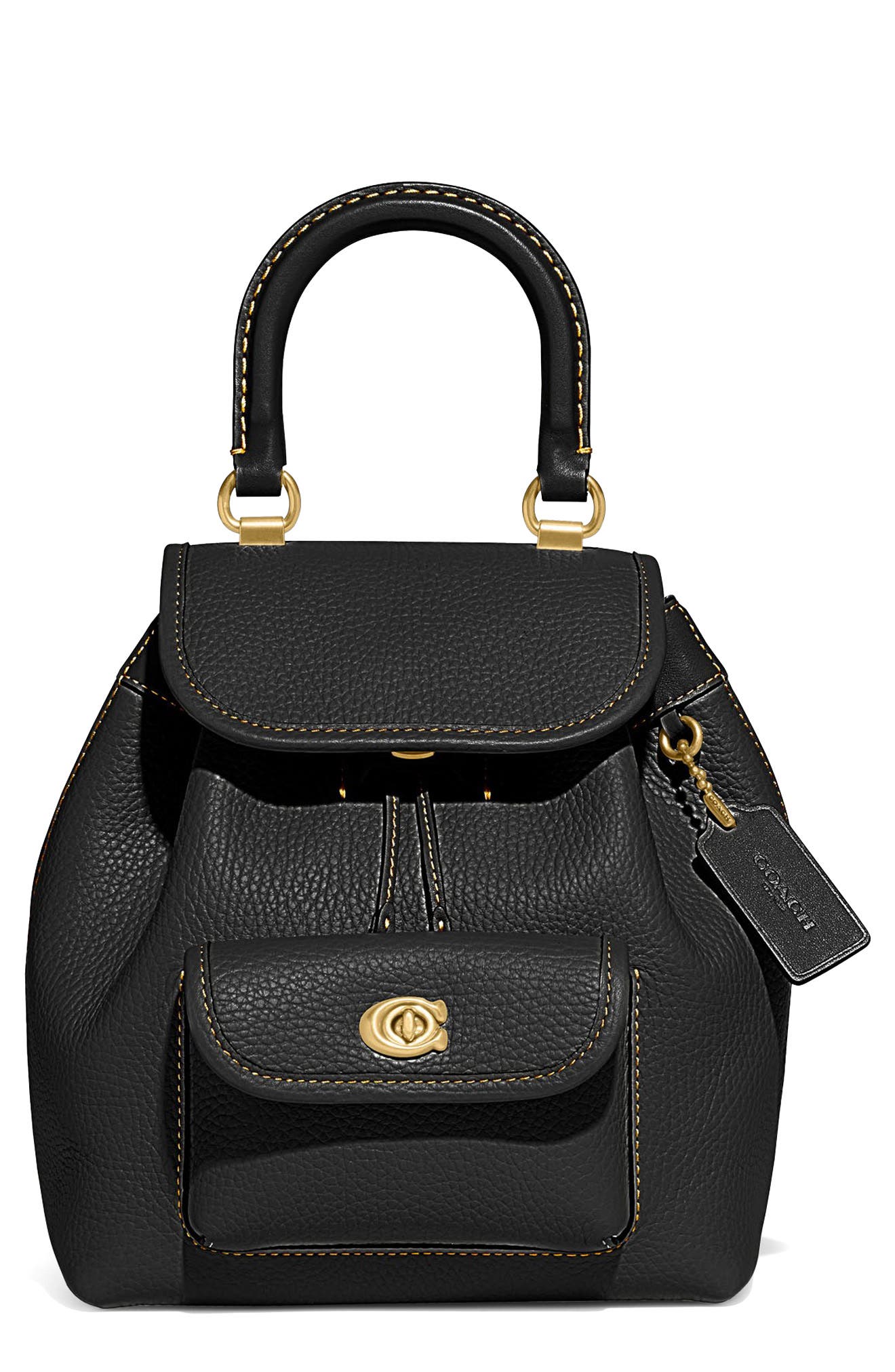 COACH Riya Soft Pebble Leather Backpack, Main, color, 