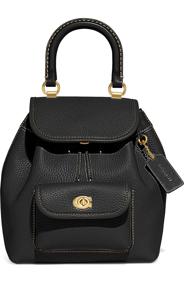 COACH Riya Soft Pebble Leather Backpack, Main, color,