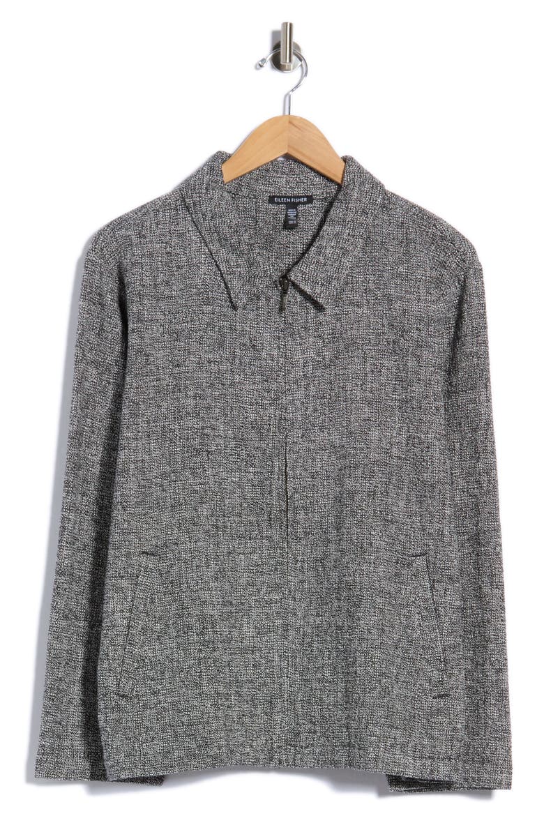Classic Collar Zip-Up Jacket, Main, color, BLACK/ WHITE