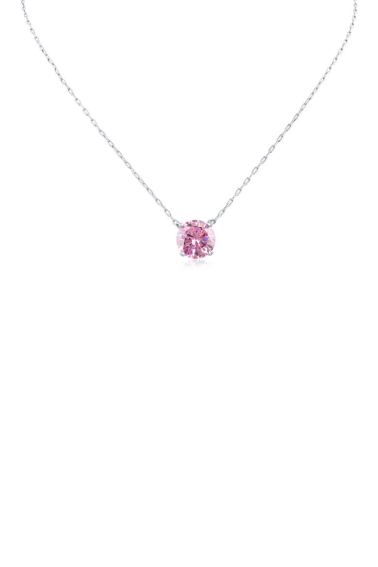 Glam Cubic Zirconia Pendant Necklace, Main, color, PINK/ SILVER