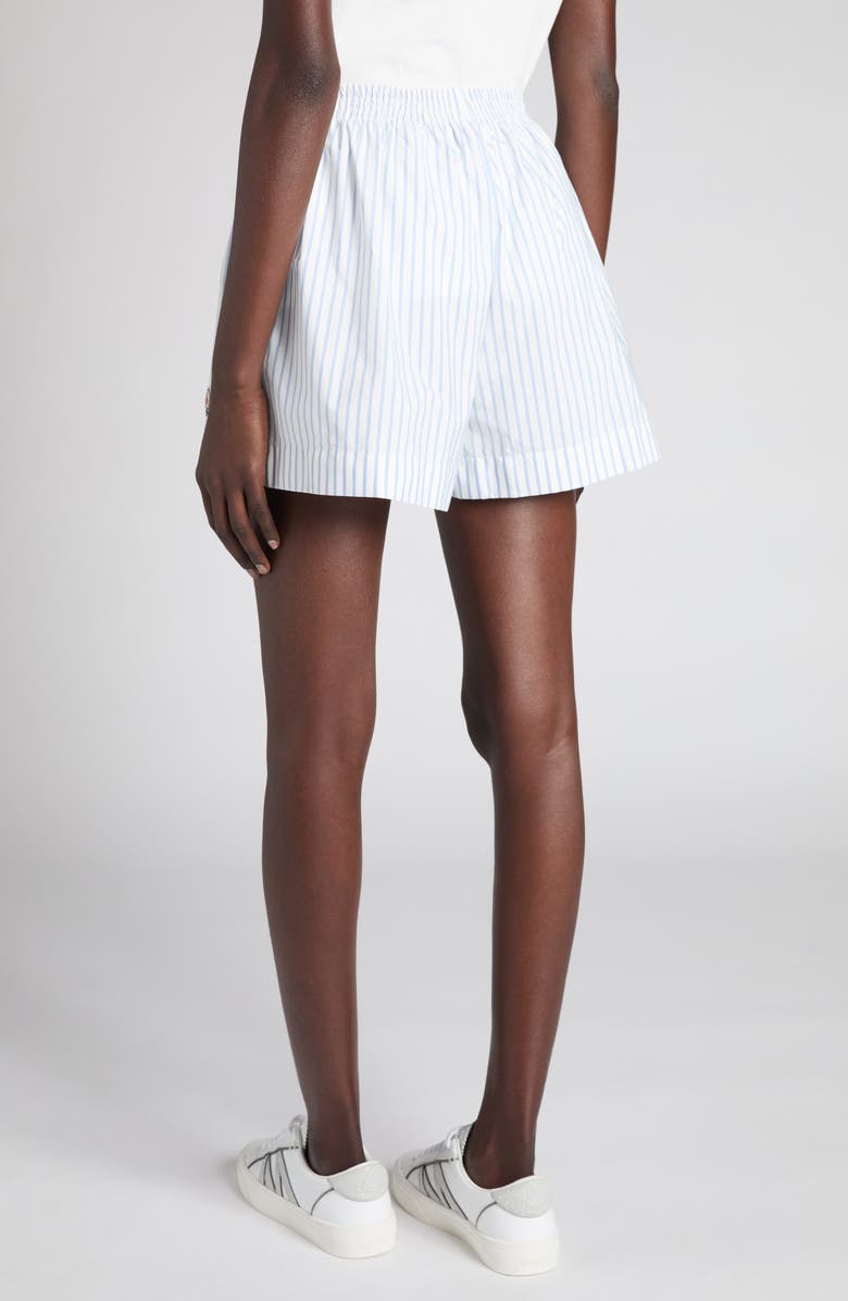 Moncler Stripe Logo Patch Shorts, Alternate, color, Panna
