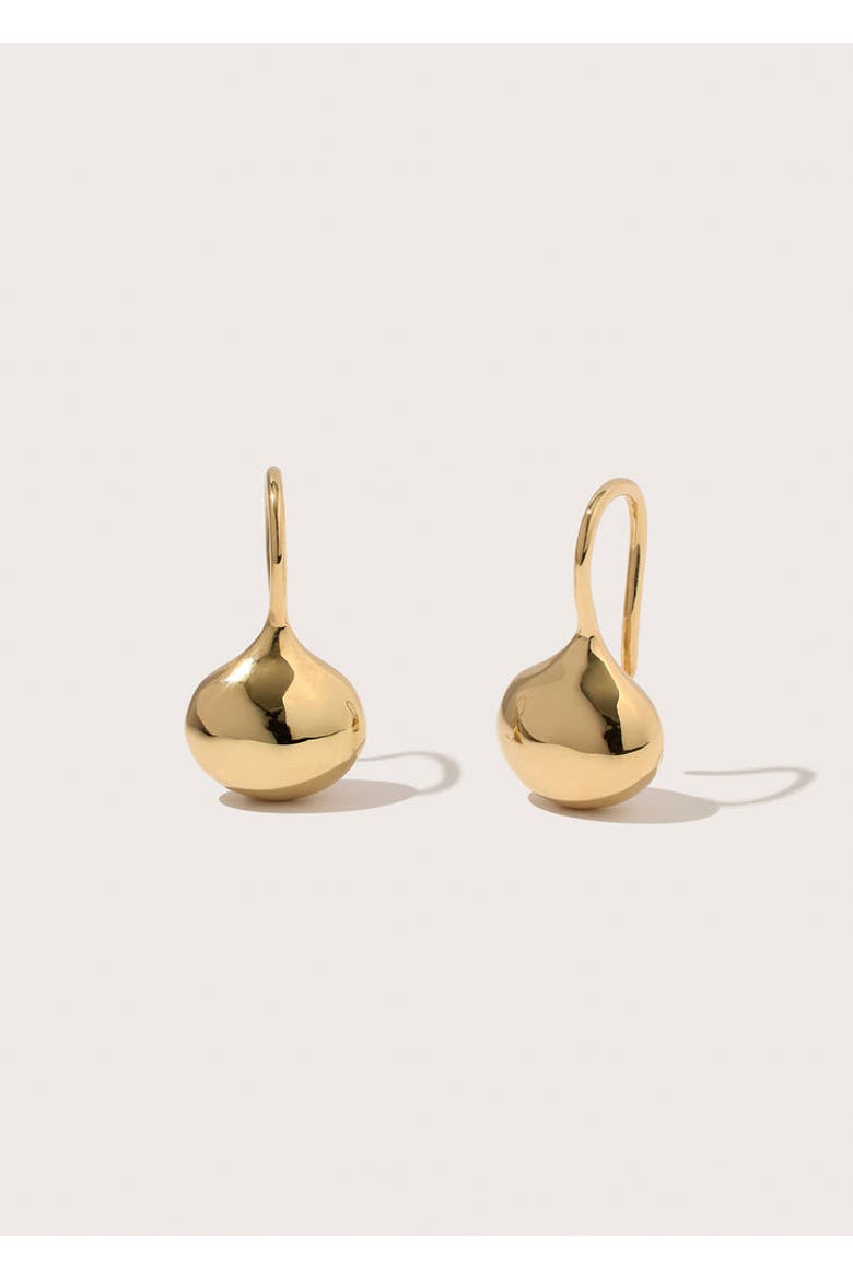 Small Pebble Curve Drop Earrings, Main, color, Yellow Toned Gold