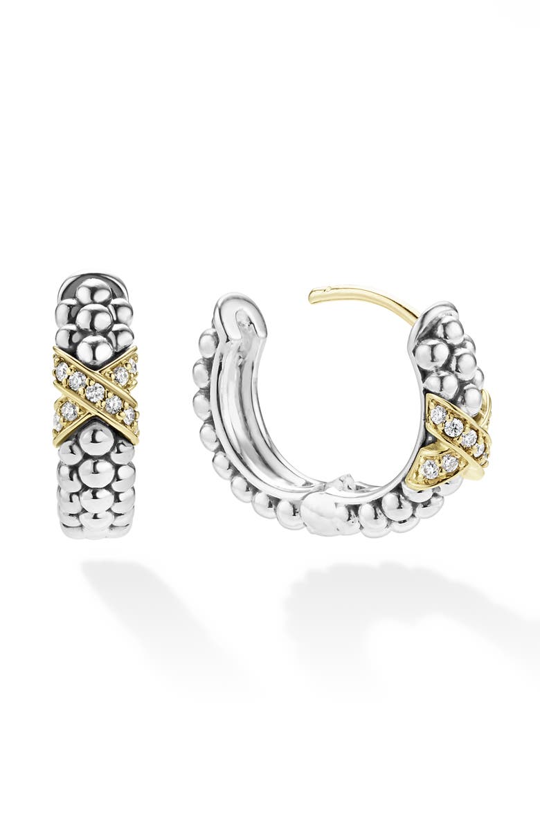 LAGOS Embrace Diamond Huggie Hoop Earrings, Alternate, color, Metallic