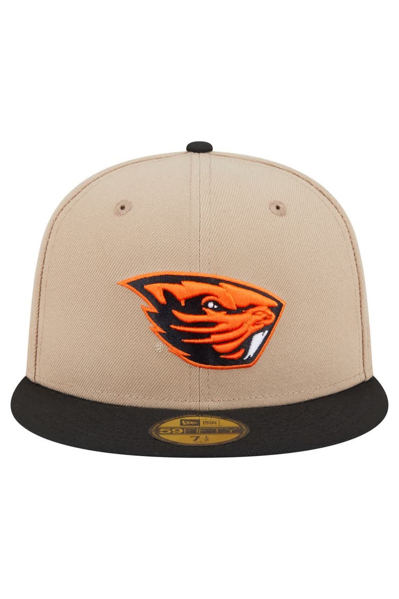 Men's New Era  Khaki Oregon State Beavers Two-Tone 59FIFTY Fitted Hat, Alternate, color, Khaki