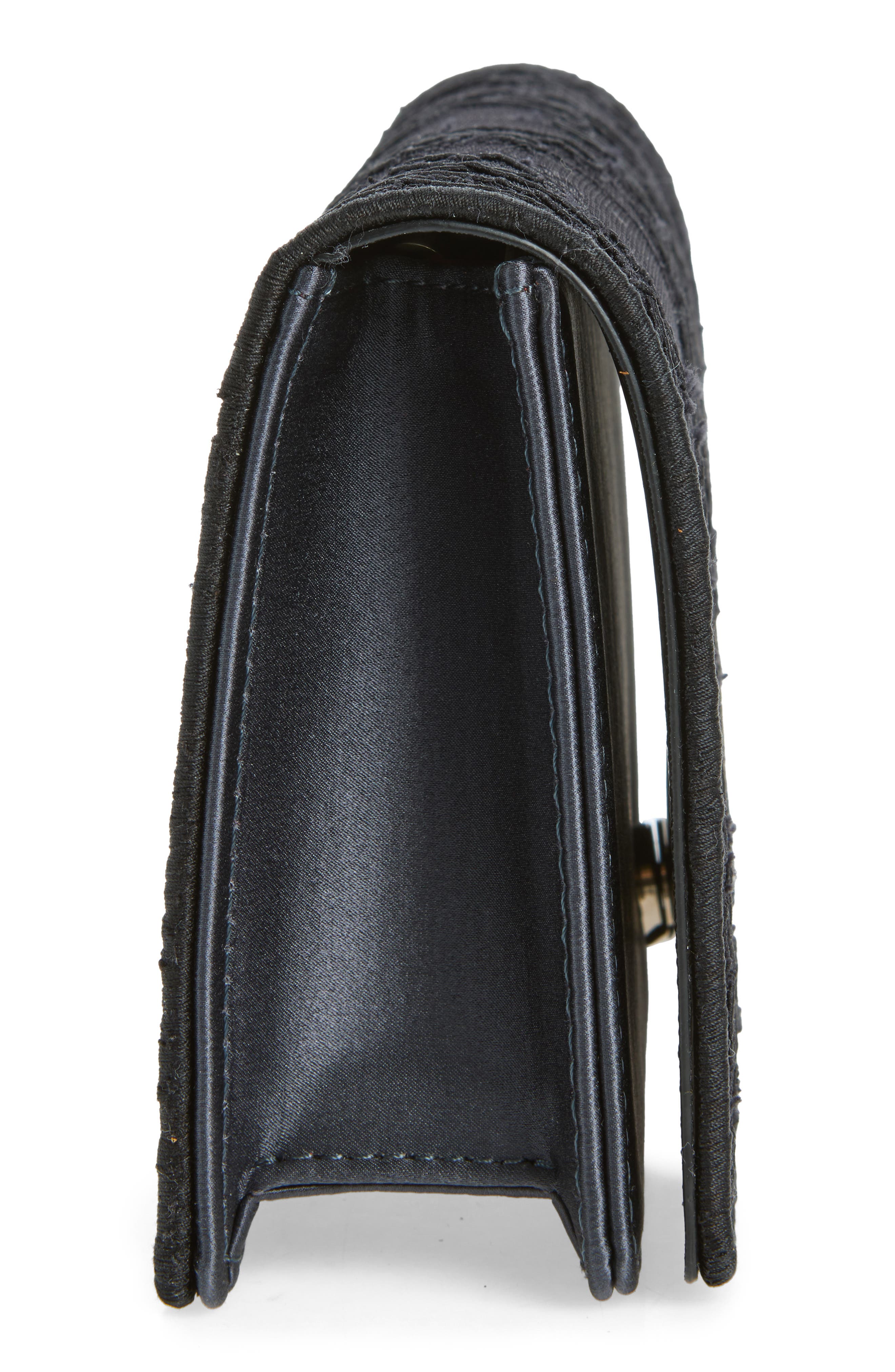 Bettina Chantilly Lace & Crepe Satin Clutch, Alternate, color, CM6S BLACK/ GOLD