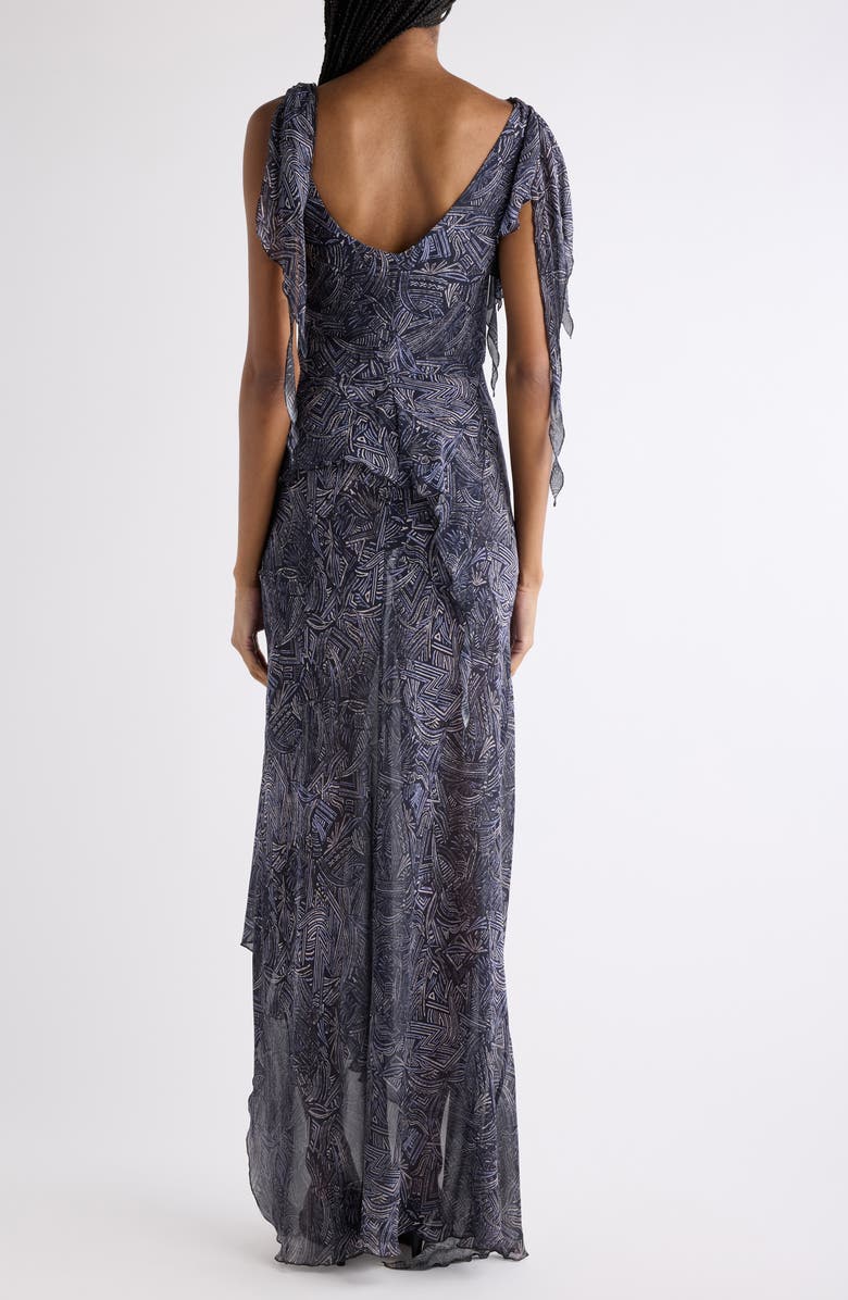 Isabel Marant Tylena Print Asymmetric Silk Maxi Dress, Alternate, color, Faded Night