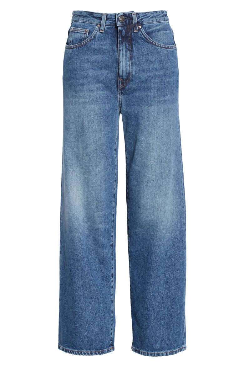 Totême Flair High Waist Flare Crop Jeans, Alternate, color, WASHED BLUE