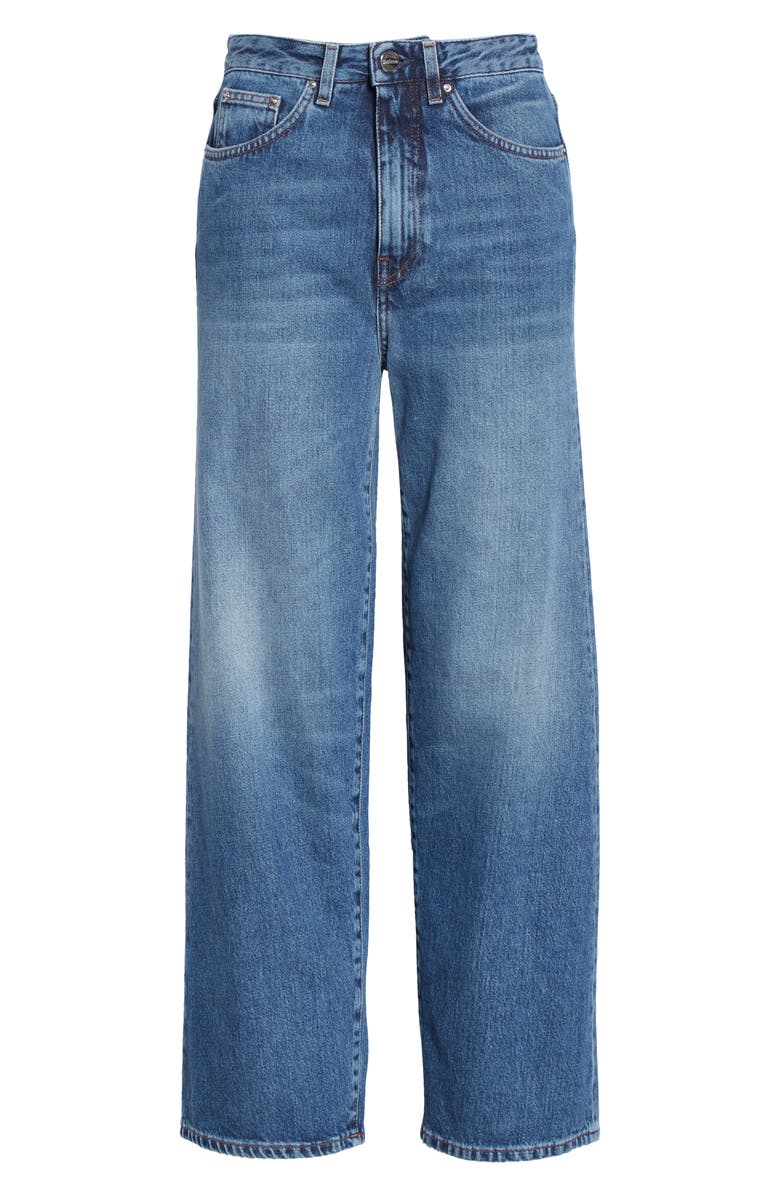 TOTEME Flair High Waist Flare Crop Jeans, Alternate, color, Washed Blue