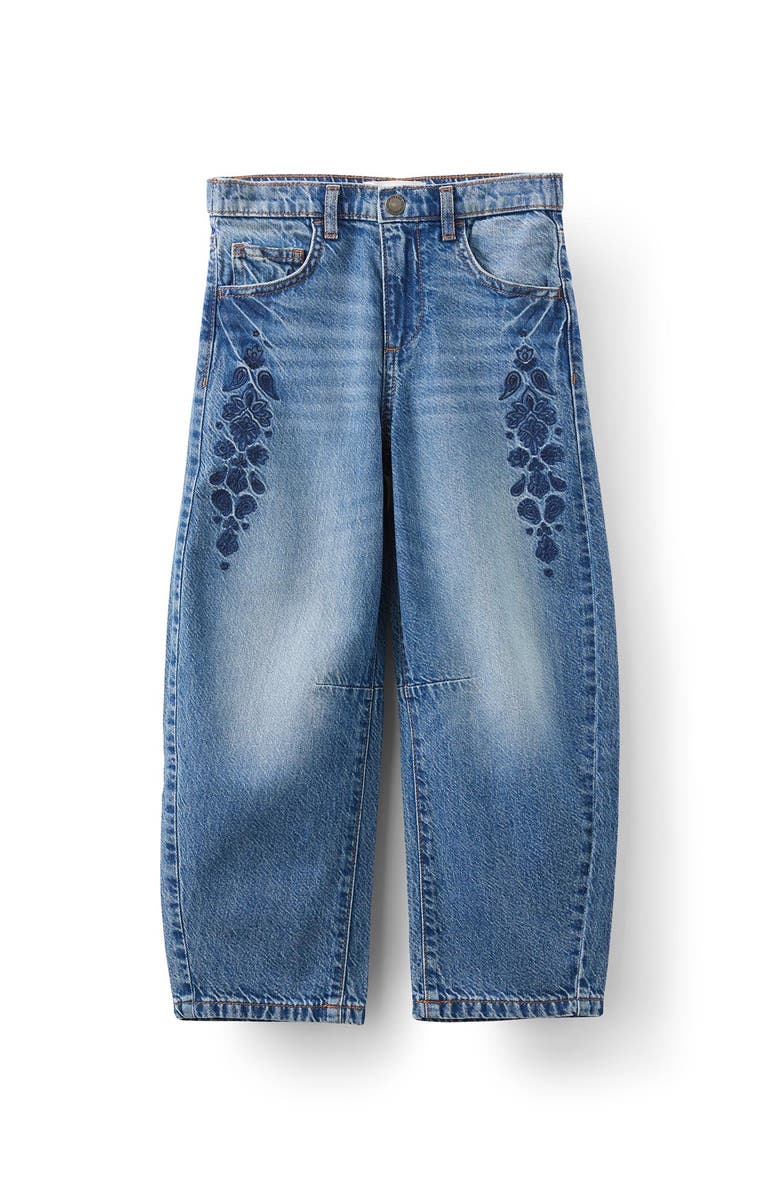 Cotton On Kids Kid's Unisex Barrel Leg Denim Jean, Main, color, Blue Haven Mid Blue