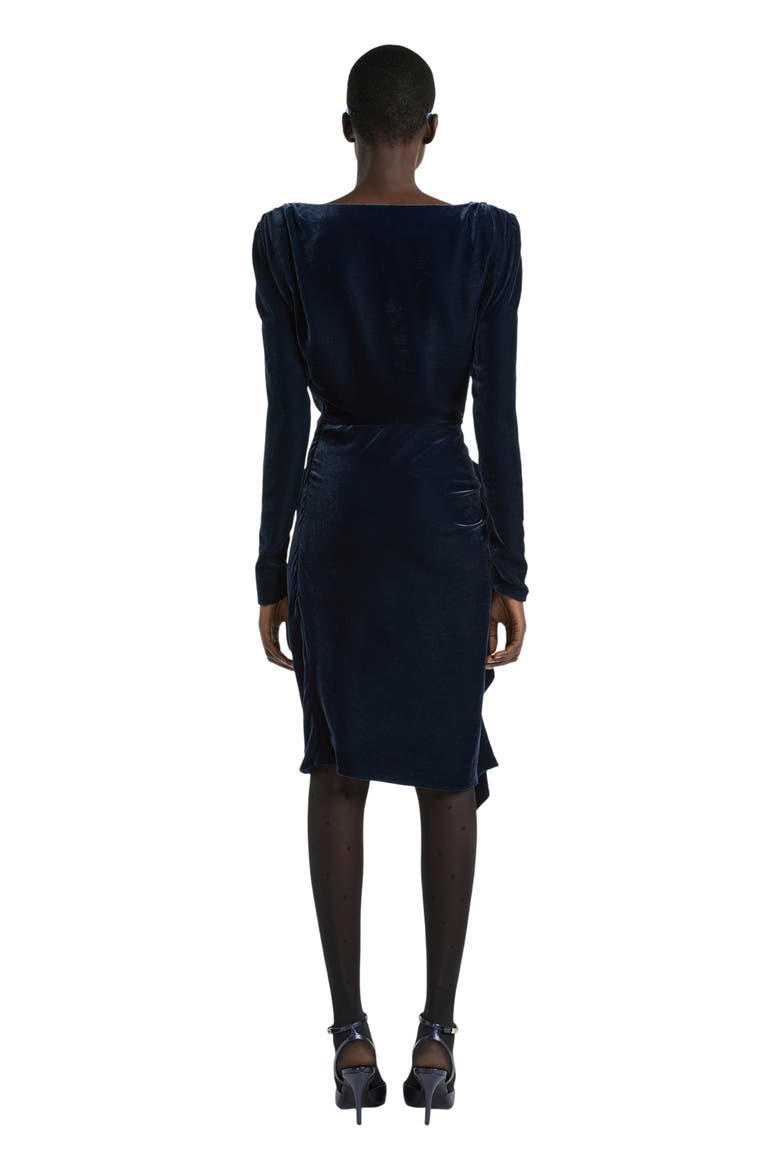 Velvet Dress with Lace Bra and Tie Detail, Alternate, color, blue