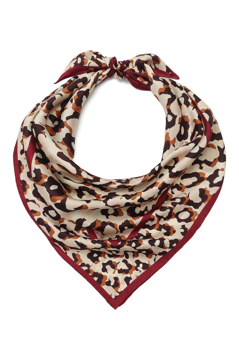 Surreal Leopard Silk Square Scarf, Alternate, color, PEACH TEA/ ORANGE HONEY