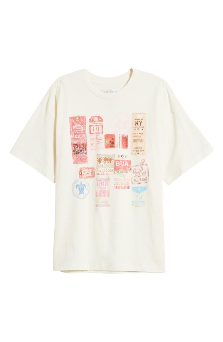 GOLDEN HOUR Tropical Island Luggage Tag Graphic T-Shirt, Alternate, color, 