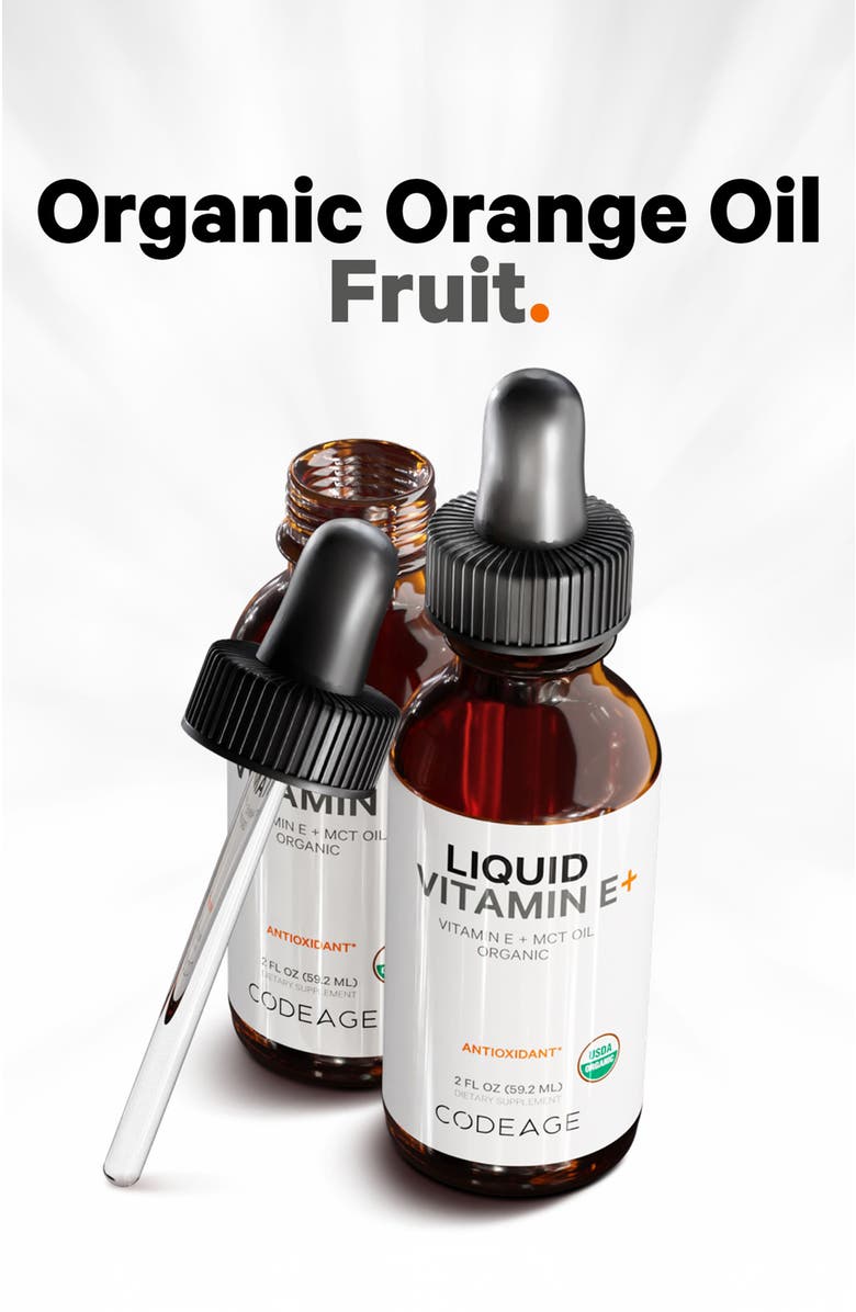 Codeage Liquid Vitamin E USDA-Certified Organic Supplement, Alternate, color, White