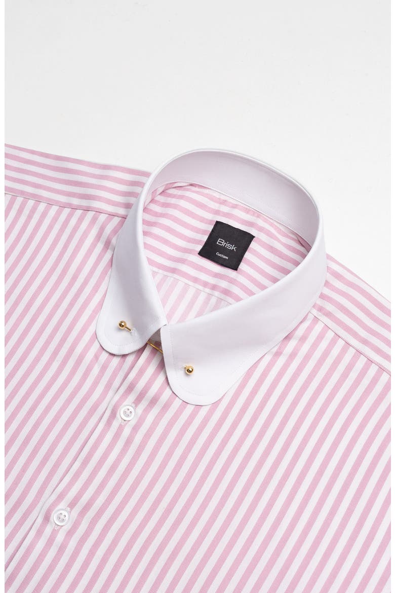 Bengal Twill Stripes Pima Cotton Shirt, Alternate, color, White Club Golden Pin Collar