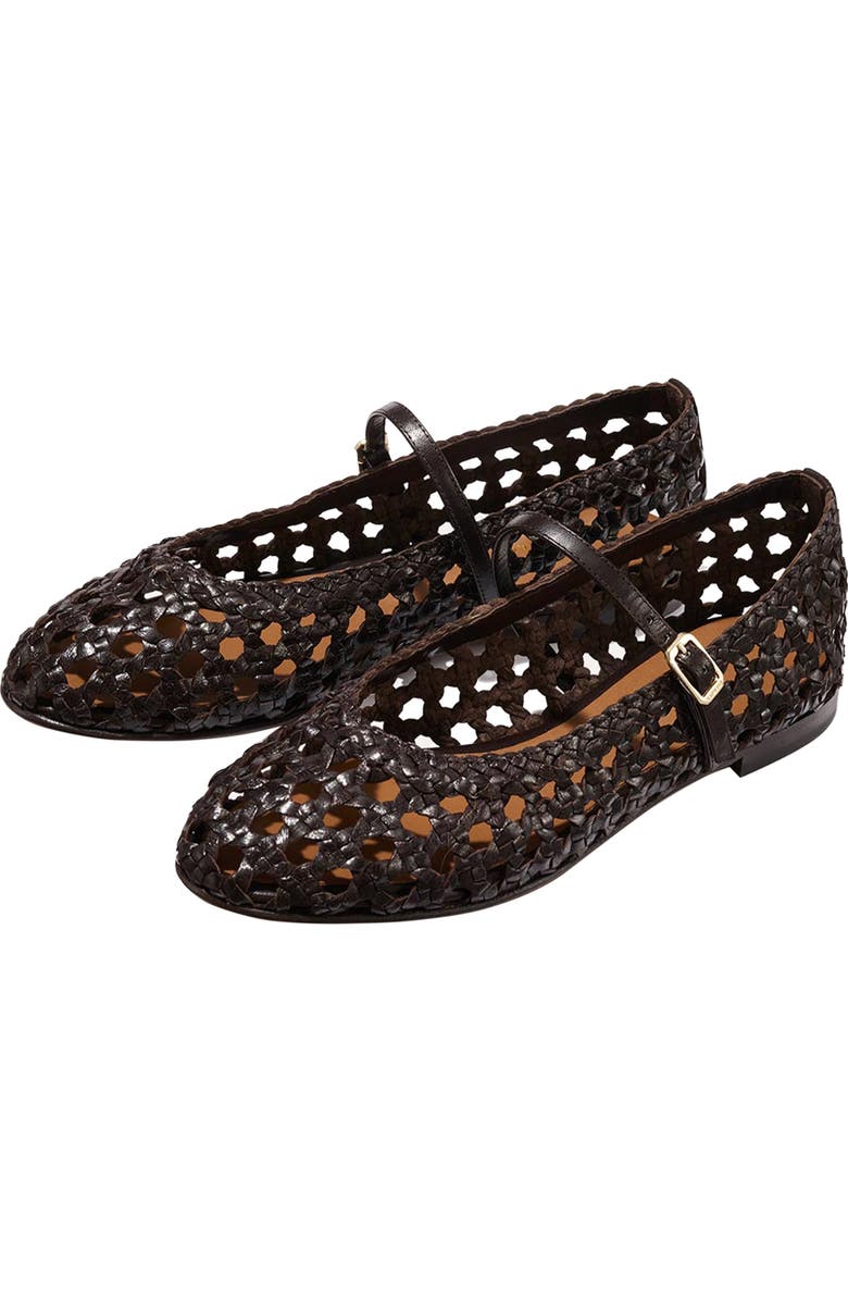 MARGAUX The Woven Demi Jane Flat, Alternate, color, Espresso Leather