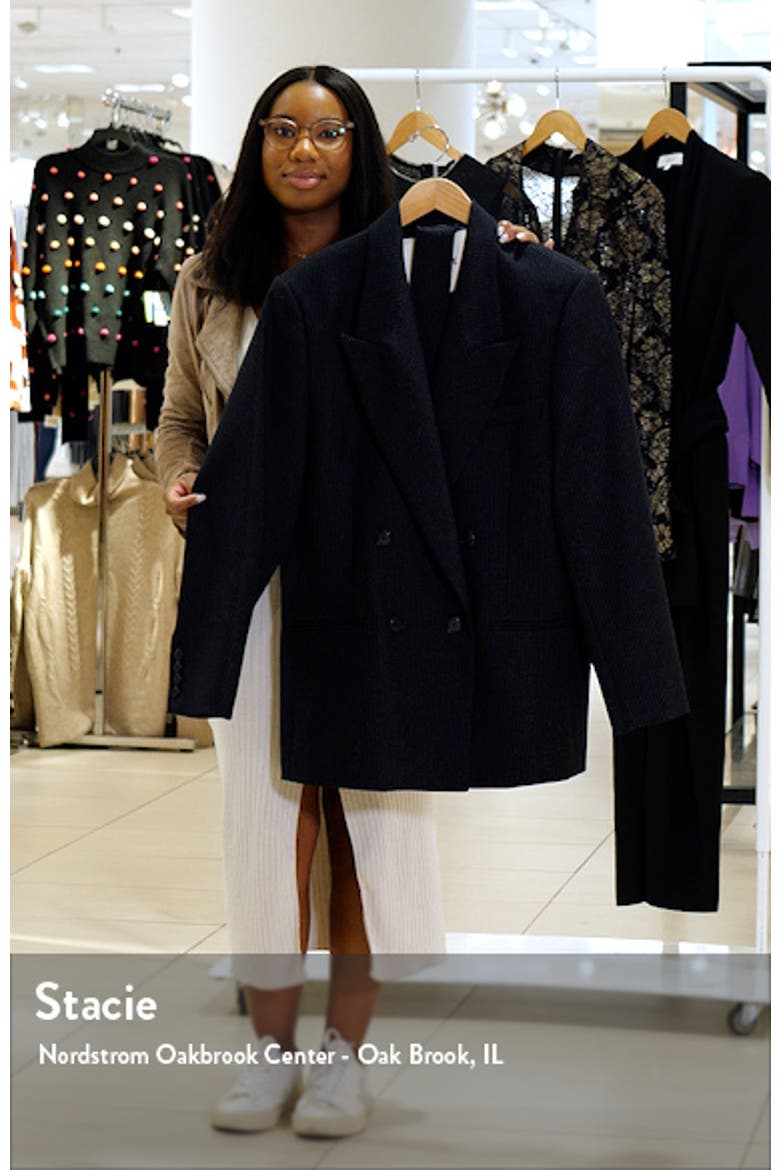 Pinstripe Double Breasted Virgin Wool Blend Blazer video
