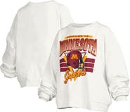 PRESSBOX Women's Pressbox White Minnesota Golden Gophers Janice Retro Logo Oversized Pullover Sweatshirt