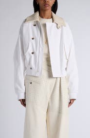 Bottega Veneta Intrecciato Leather Collar Water Repellent Jacket