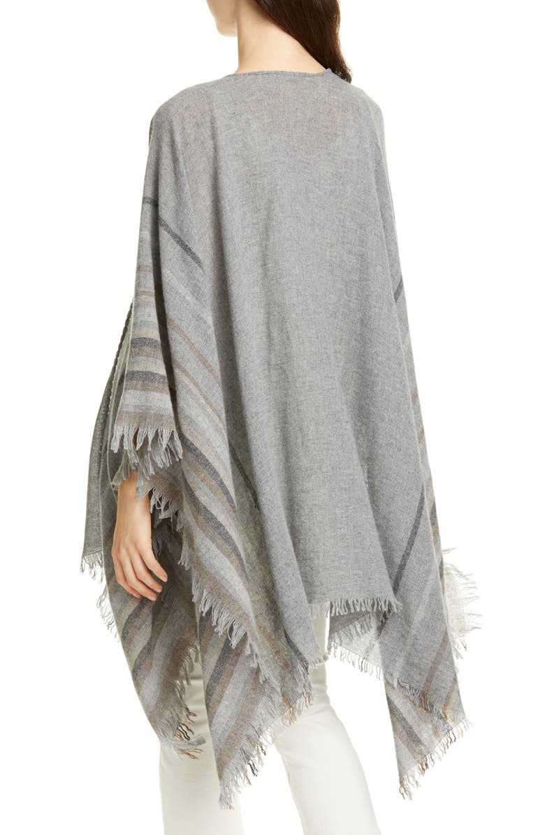 Eileen Fisher Stripe Wool Blend Poncho Wrap, Alternate, color, 