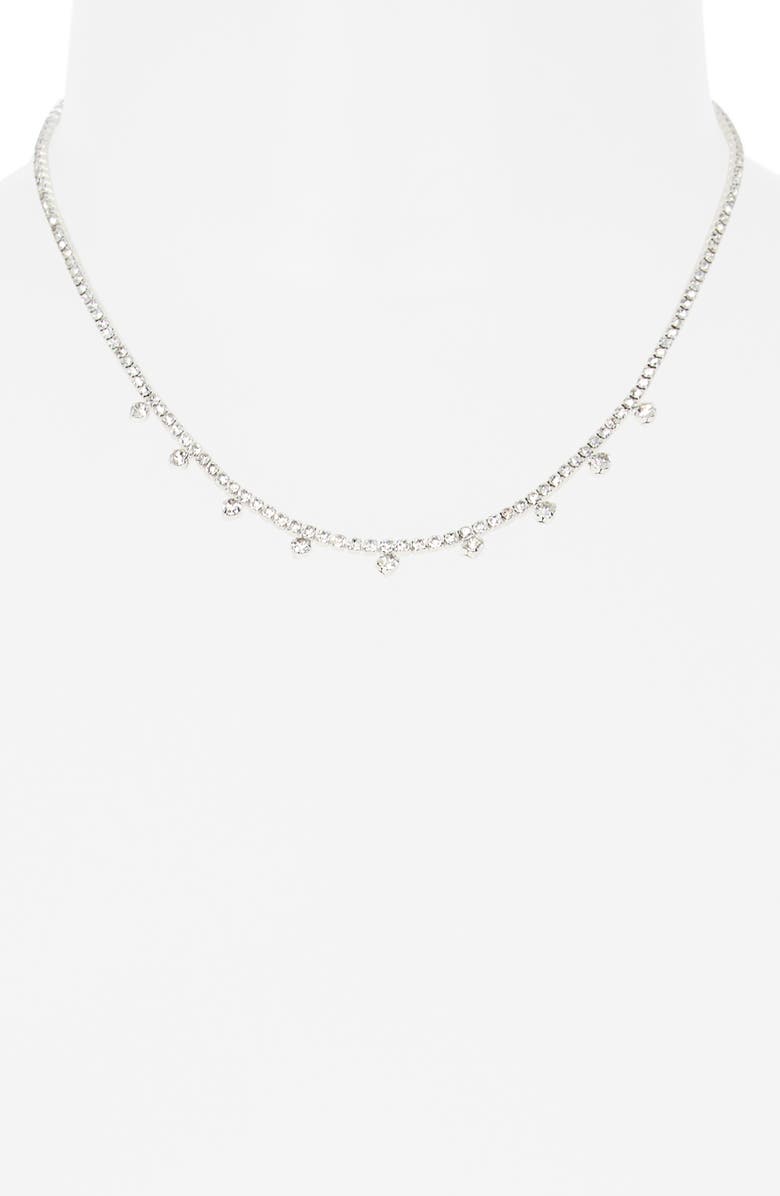 NORDSTROM RACK Crystal Drop Tennis Necklace, Alternate, color, Clear- Silver