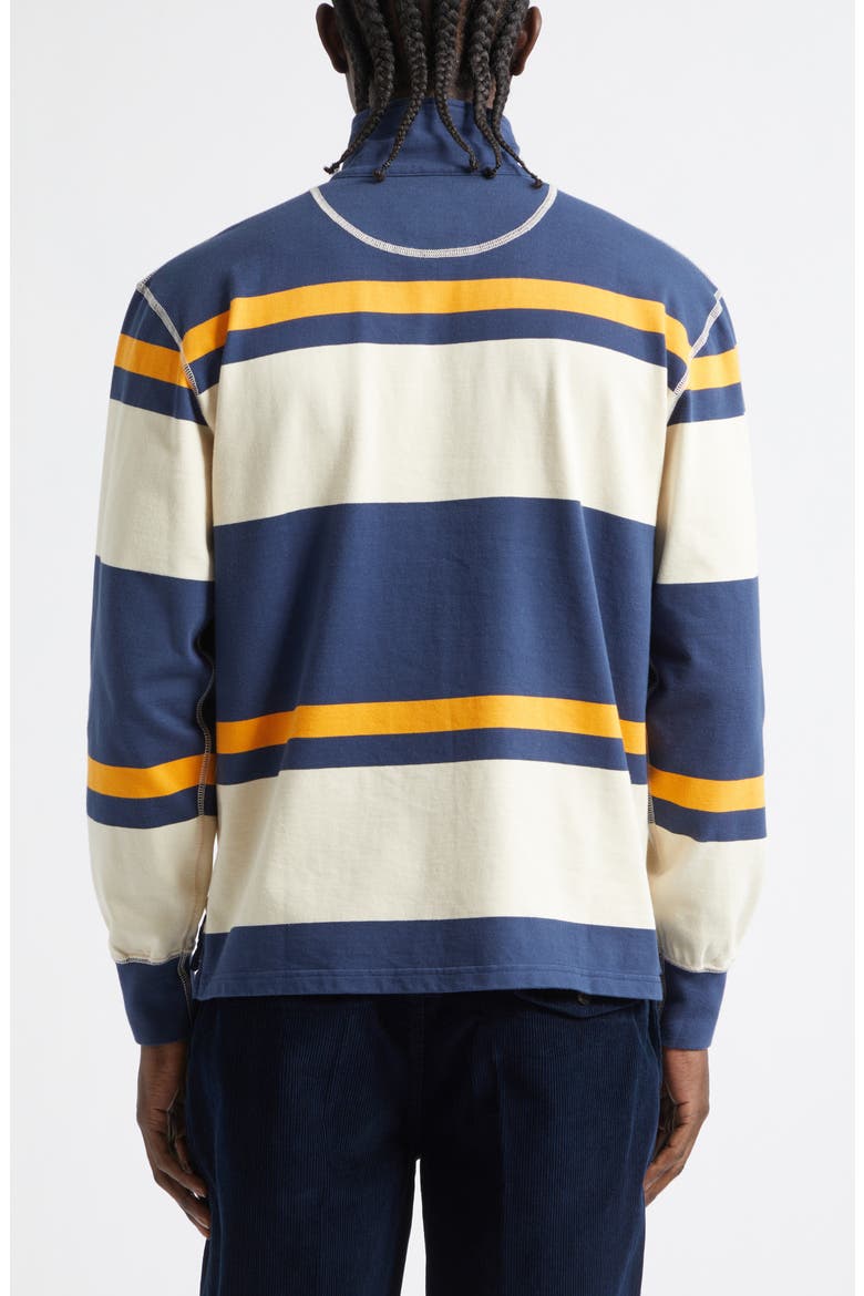 Stripe Quarter Zip Cotton Rugby Shirt, Alternate, color, ECRU NAVY YELLOW