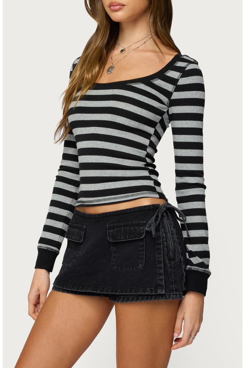 Rainey Stripe Long Sleeve Shirt, Alternate, color, BLACK-AND-GRAY