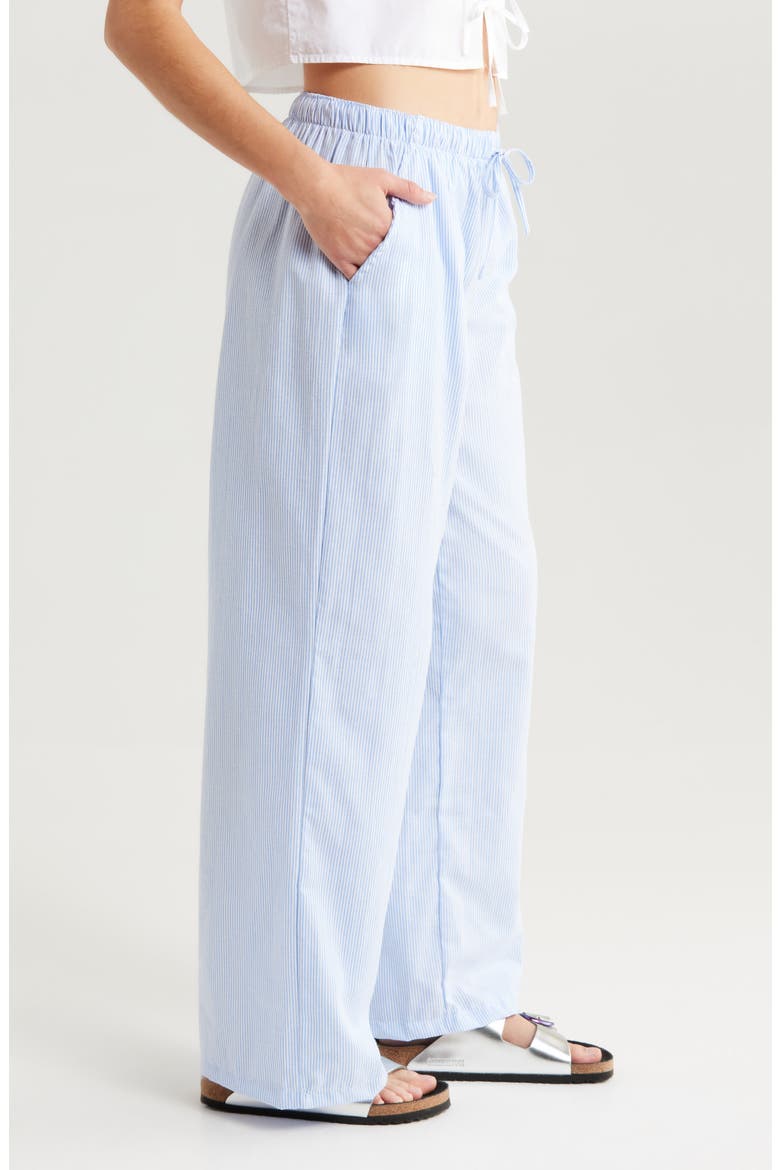 Stripe Cotton Blend Drawstring Pants, Alternate, color, NAVY/ WHITE STRIPE