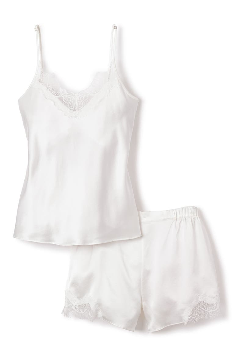 Silk Lace Cami Short Pajamas, Alternate, color, WHITE