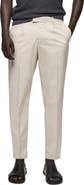 MANGO Slim Fit Pleated Crop Cotton Blend Chinos