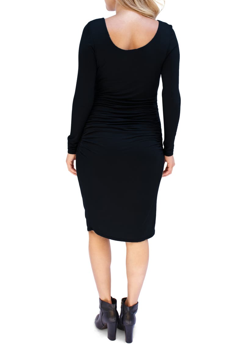 Ingrid & Isabel® Side Ruched Long Sleeve Maternity Body-Con Dress, Alternate, color, BLACK