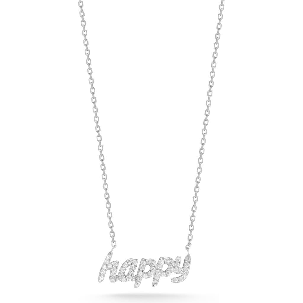 Glaze Jewelry Cubic Zirconia Happy Pendant Necklace In Metallic