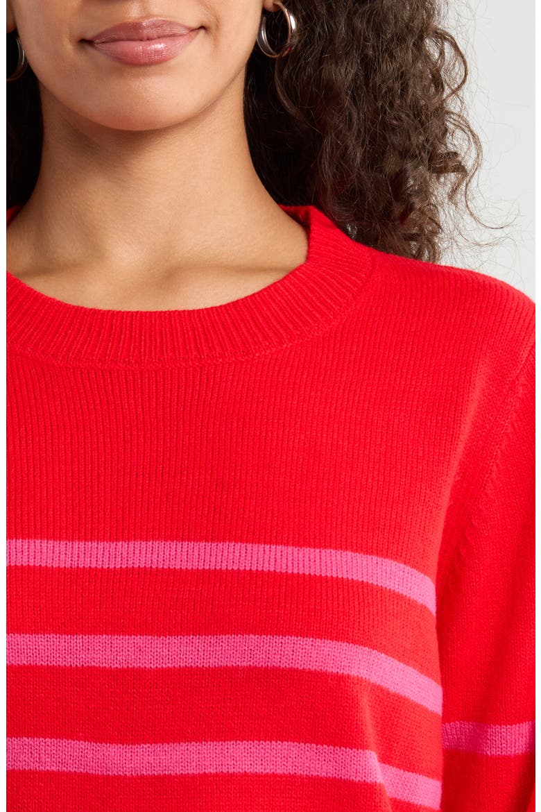 Chantilly Stripe Sweater, Alternate, color, RED PINK