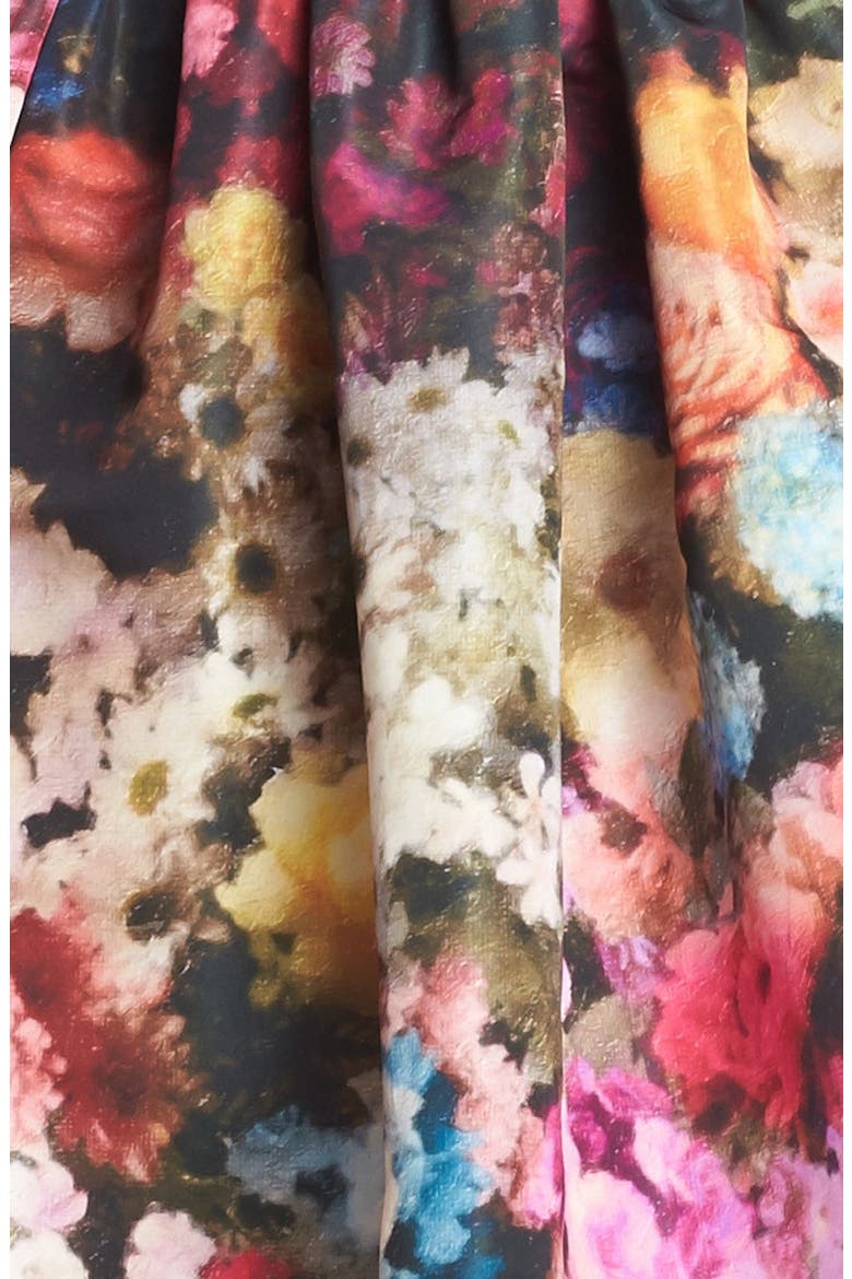 Garden Print Full Skirt Dress, Alternate, color, ROSE